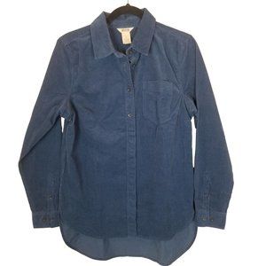Duluth Trading Co. Mens S Blue Corduroy Long Sleeves Button Front Shirt Pocket